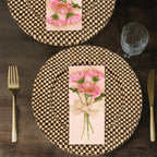 Set of Four 33cm Dia Pandanus Black and Natural Charger Plates
