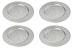 Set of Four 33cm Dia Redbud Silver Charger Plates
