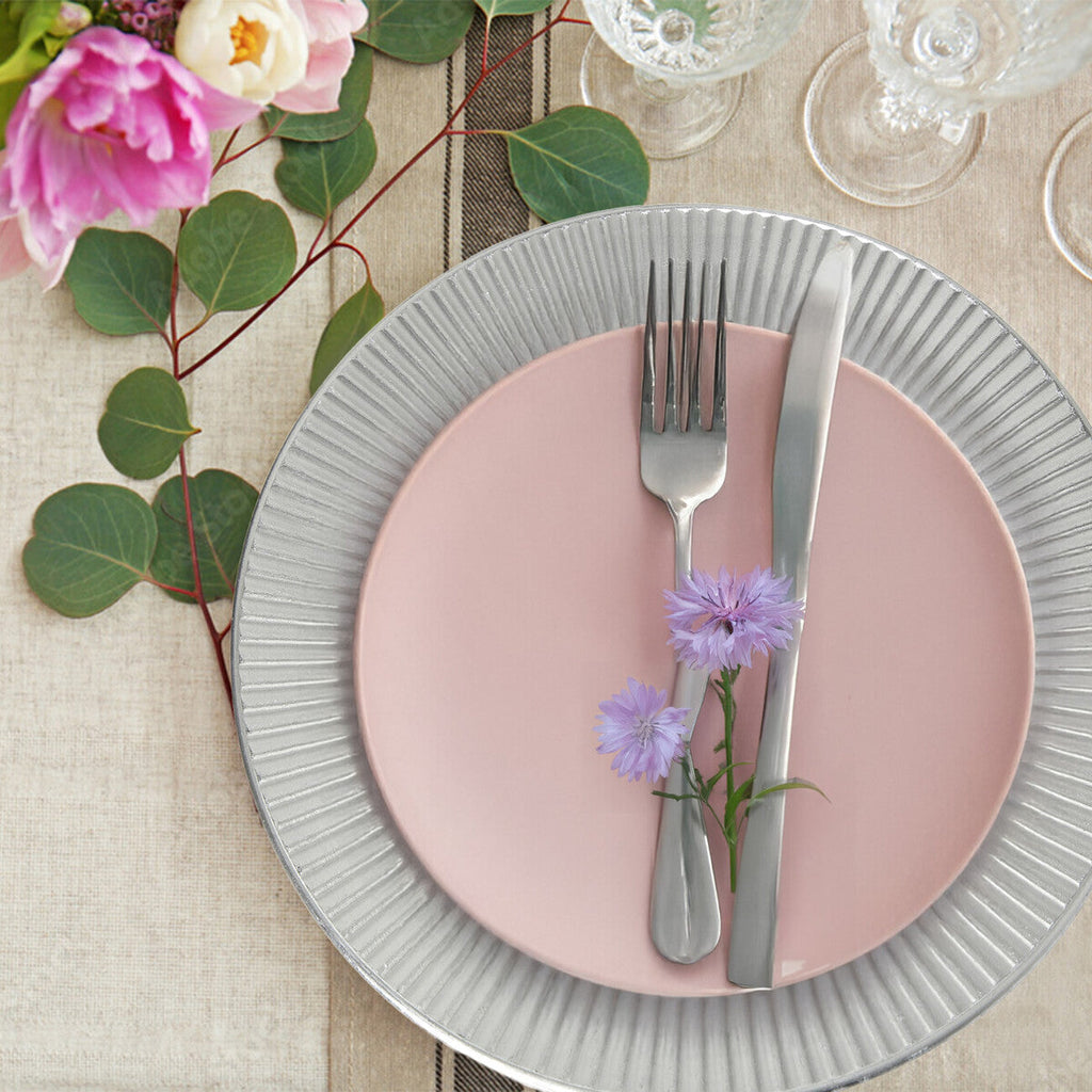 Set of Four 33cm Dia Redbud Silver Charger Plates