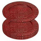 Set of Four 33cm Dia Pandanus Red Charger Plates