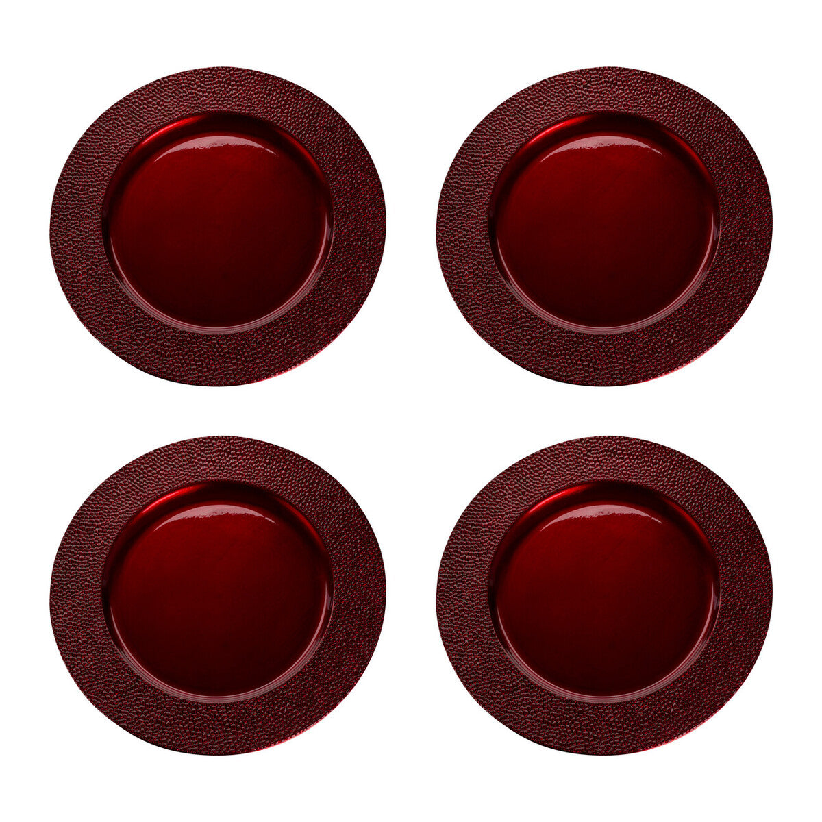 Set of Four 33cm Paxton Red Pebble Effect Charger Plates | Paxton