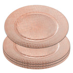 Set of Four 33cm Dia Rose Gold Crocodile Effect Charger Plates