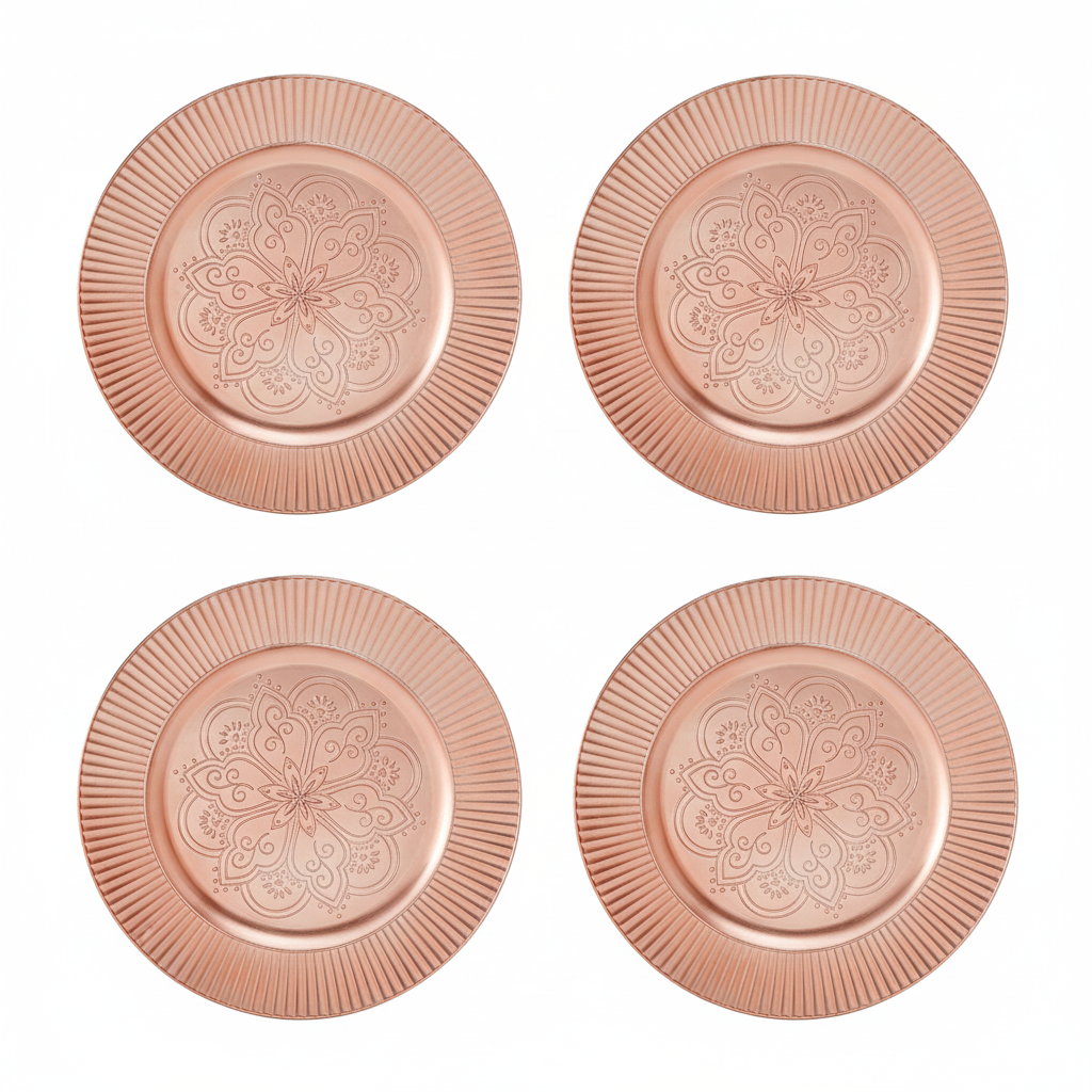 Set of 4 Rose Gold Charger Plates | Redbud