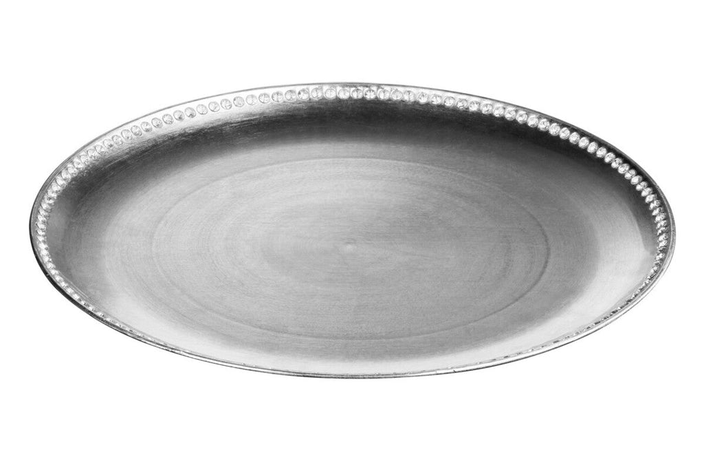 Set of Four 33cm Dia Radiance Silver Decorative Chargers