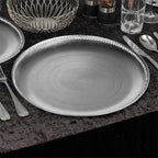 Set of Four 33cm Dia Radiance Silver Decorative Chargers
