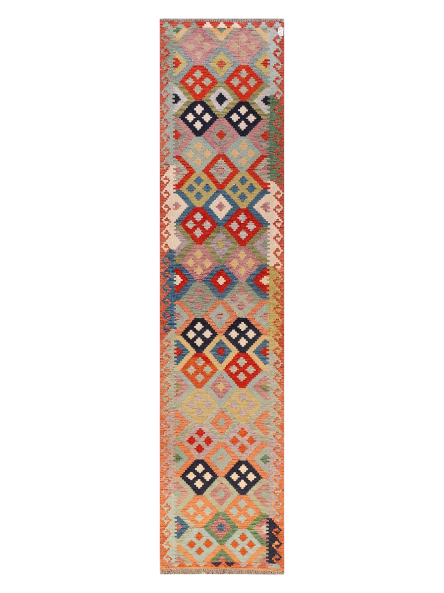 Maimana Afghanistan Kilim Runner - 383 x 86 cm