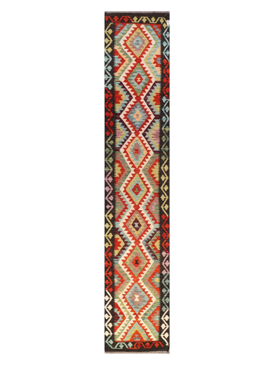 Maimana Afghanistan Kilim Runner - 387 x 72 cm