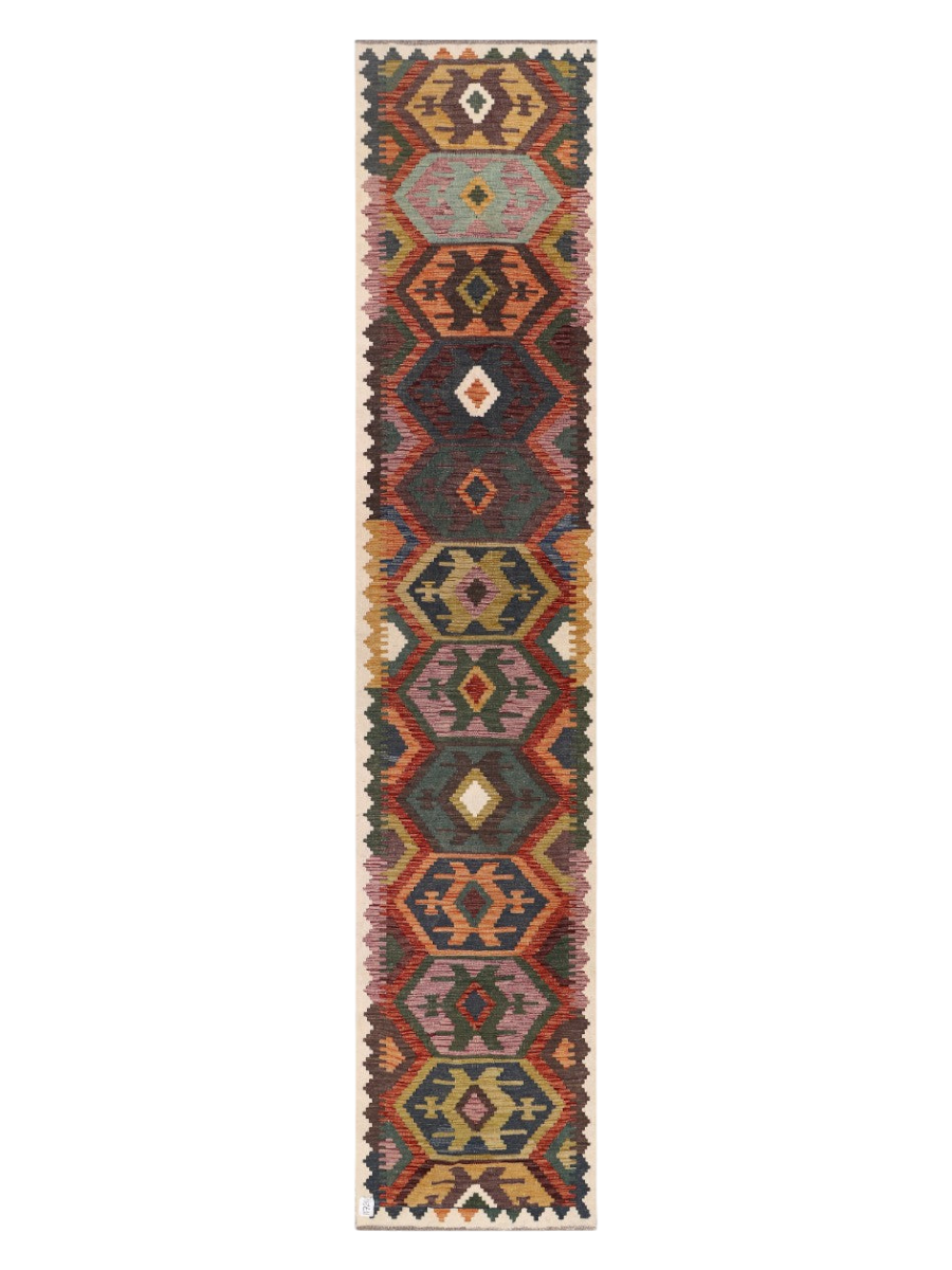 Maimana Afghanistan Kilim Runner - 383 x 78 cm