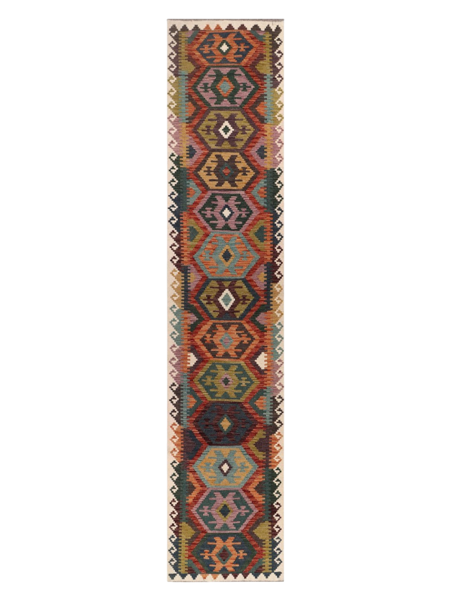 Maimana Afghanistan Kilim Runner - 385 x 80 cm