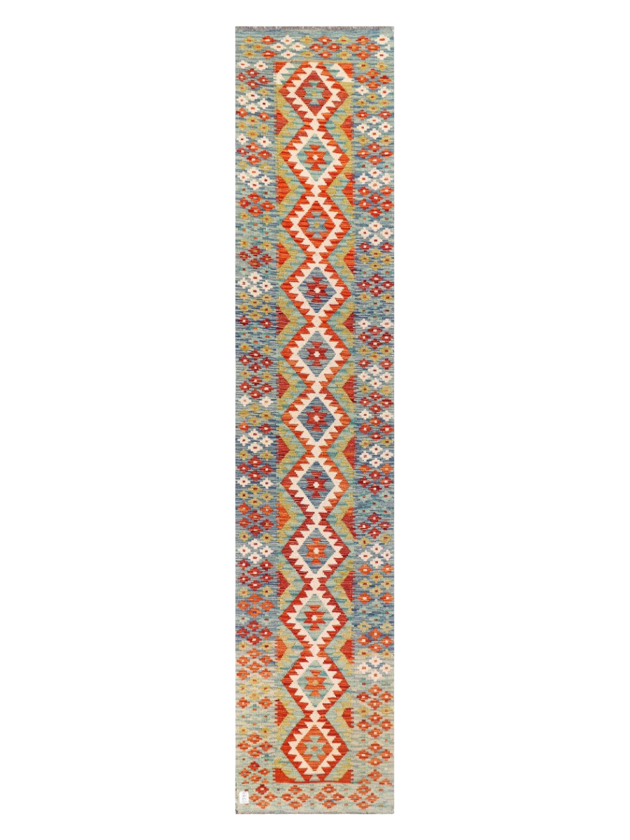 Maimana Afghanistan Kilim Runner - 396 x 80 cm