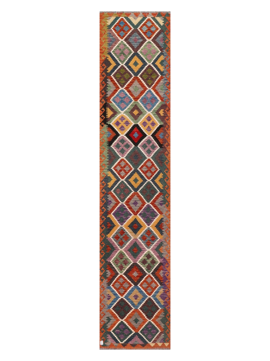 Maimana Afghanistan Kilim Runner - 384 x 81 cm