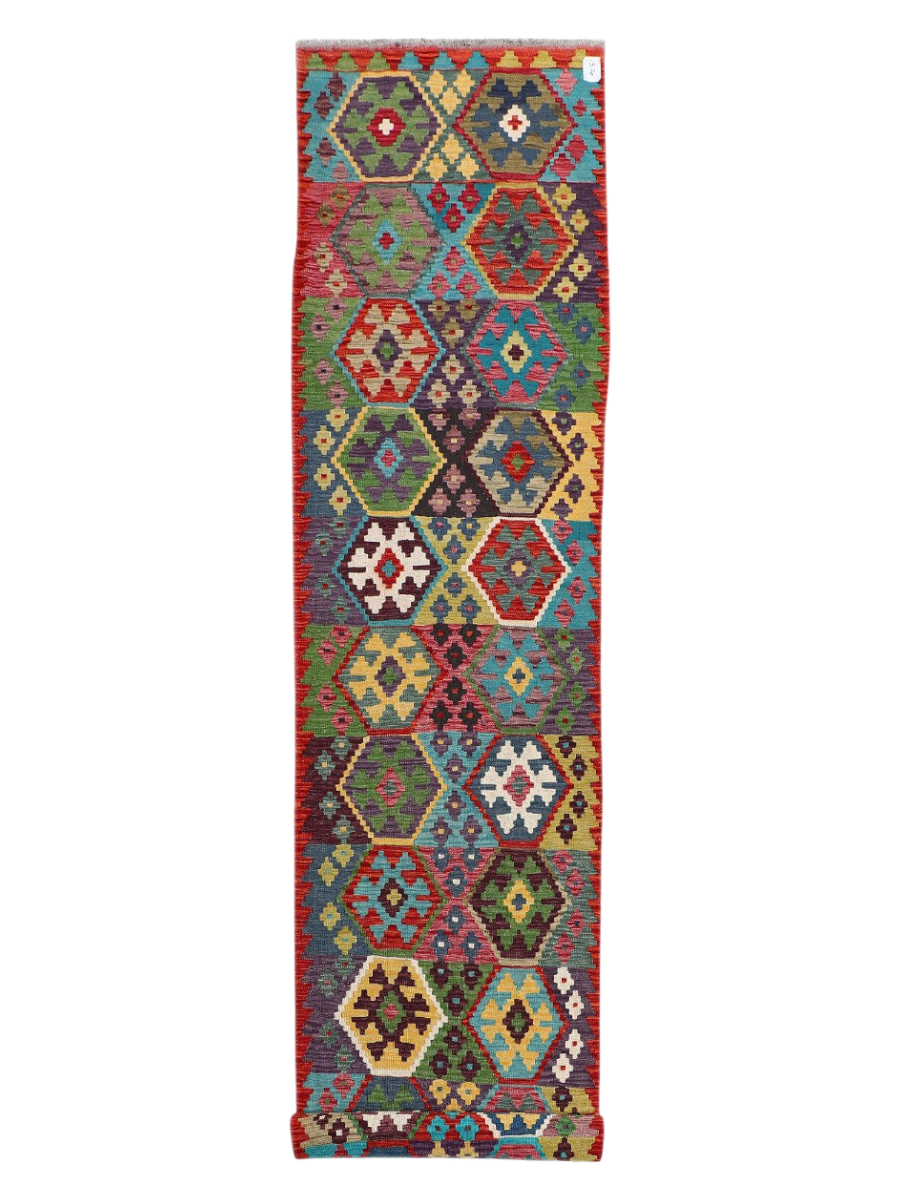 Maimana Afghanistan Kilim Runner - 388 x 84 cm