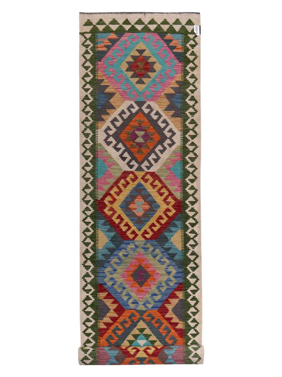 Maimana Afghanistan Kilim Runner - 382 x 83 cm