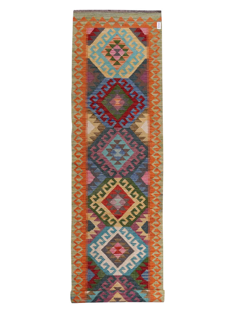 Maimana Afghanistan Kilim Runner - 389 x 87 cm