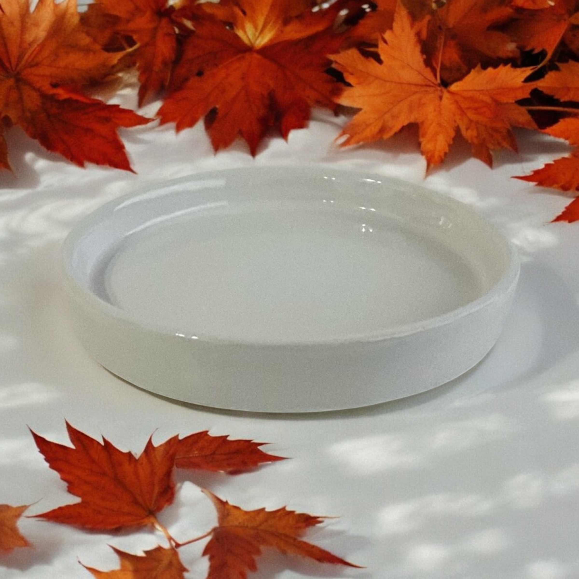 White Ceramic Candle & Reed Diffuser Display Plate