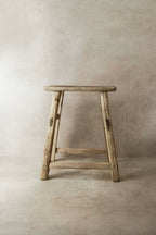 Vintage Rustic Elm Wood Stool - Medium - No 17