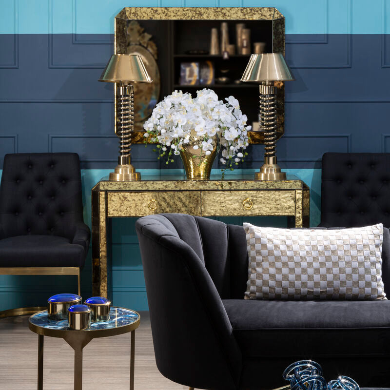 Bosie Rectangular Ivory and Silver Check Cushion | Kensington Townhouse