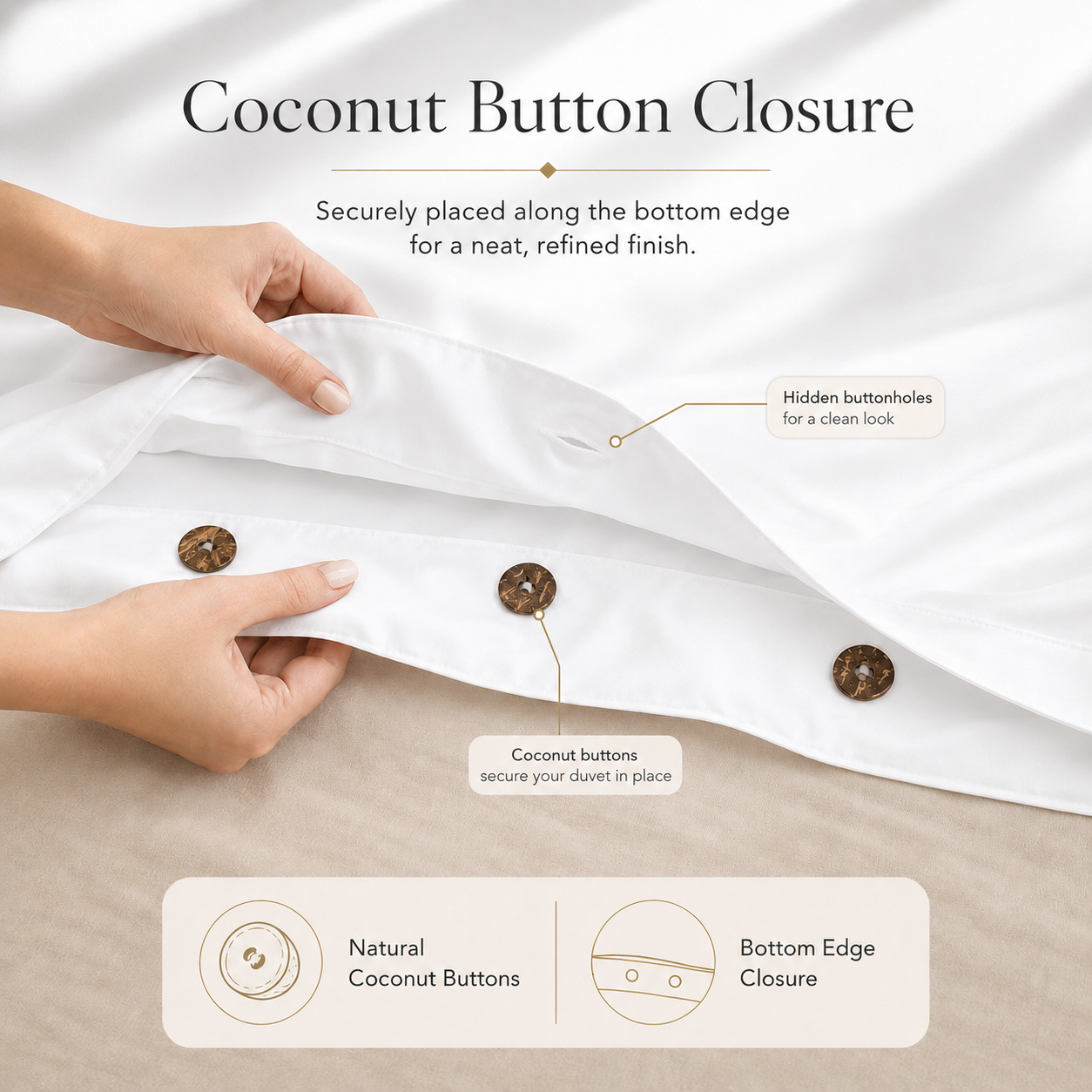 Ackly Bamboo - White Duvet Cover, Fitted Sheet & Pillowcases Set