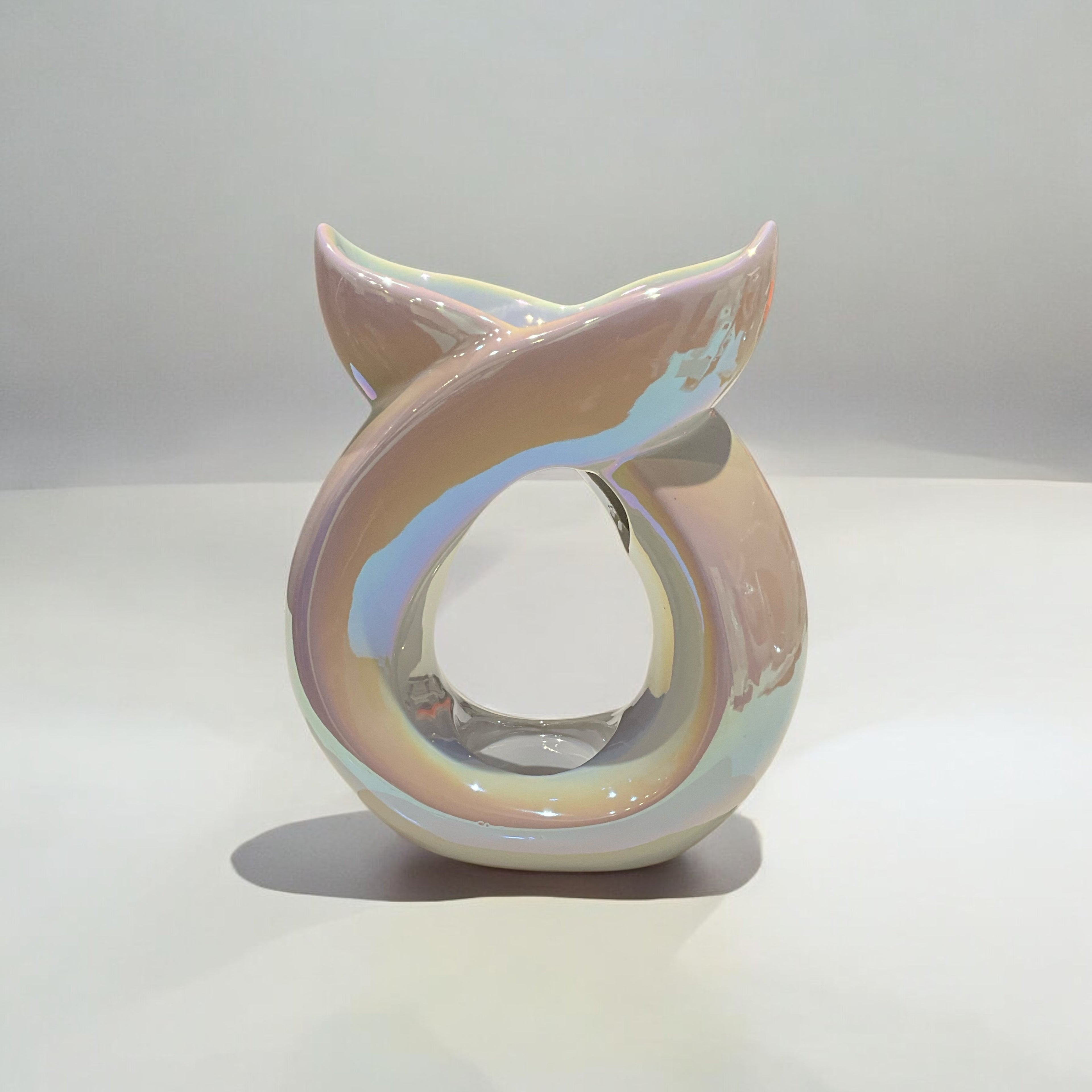 Crossover Ceramic Tea Light Wax Burner/Melter - White Iridescent