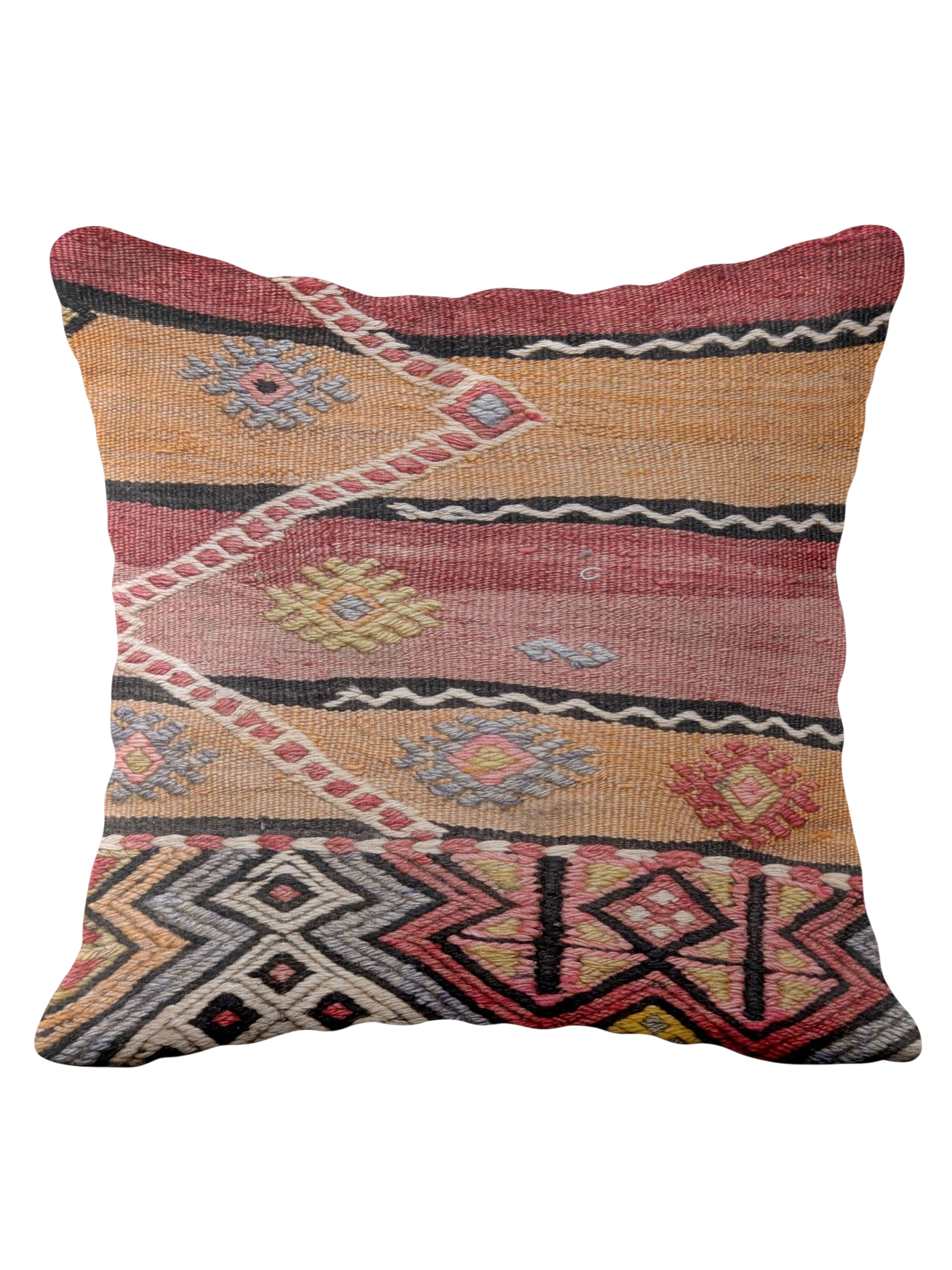 Turkish Kilim Vintage Cushion Cover - 40 x 40 cm