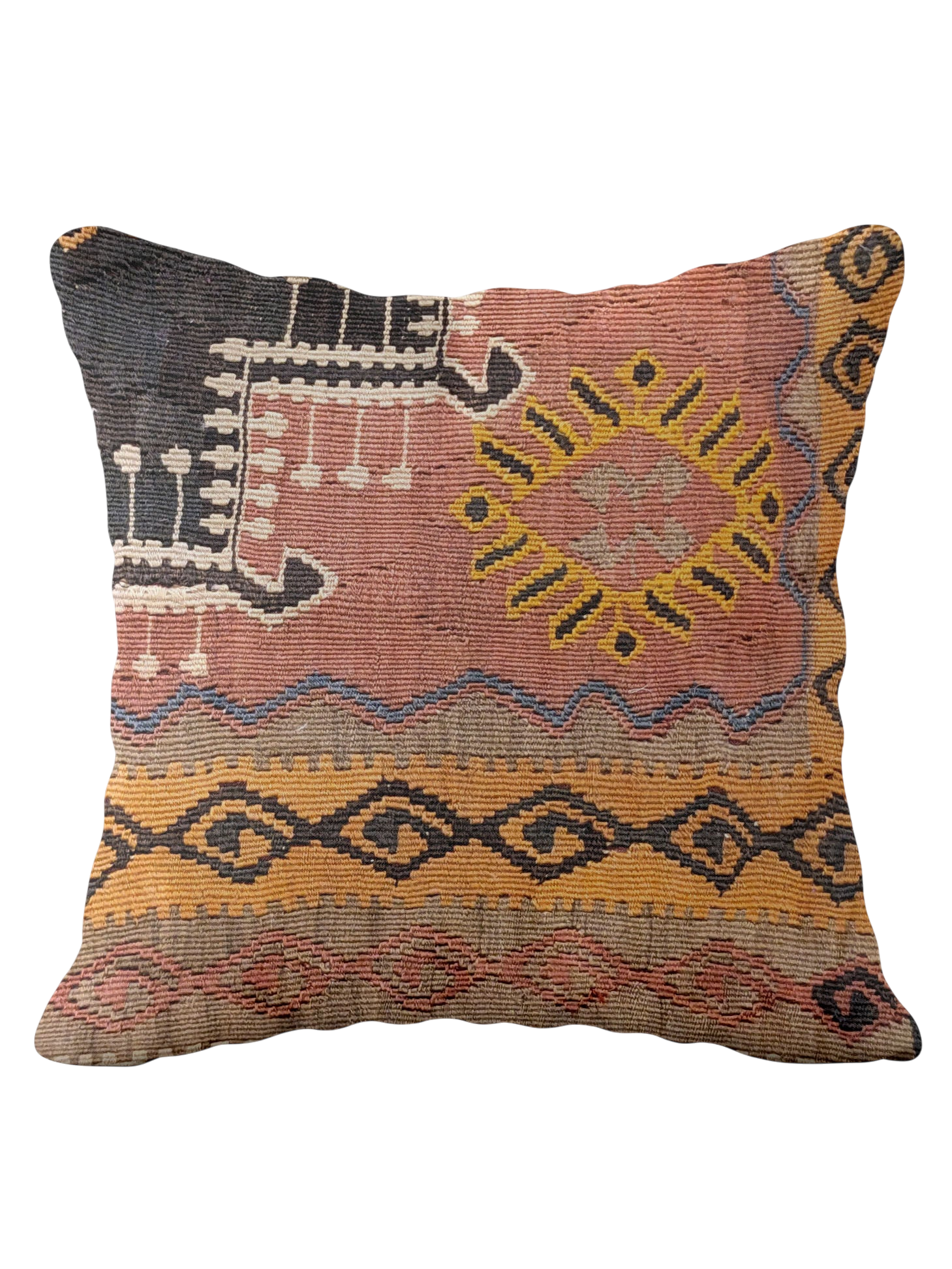 Turkish Kilim Vintage Cushion Cover - 40 x 40 cm