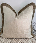 The Couture Cushion - The Cream Chalayan Fringed In Bisque - Style No. 98