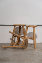 Vintage Rustic Round Stool - Elm wood