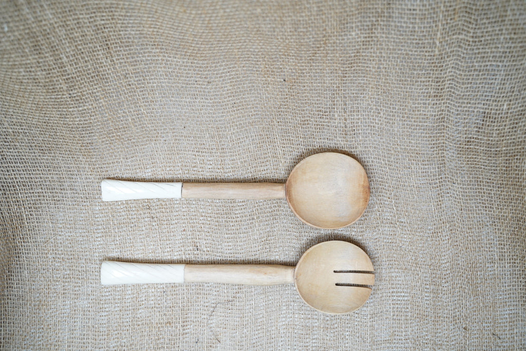 Kenya Salad Servers with Bone Inlay 58