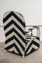 Yoruba Royal Beaded Chair Geometric Black and White