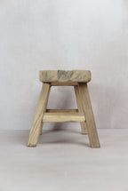 Vintage Rustic Elm Wood Stool - Square - 31