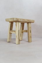 Vintage Rustic Elm Wood Stool - Square - 32