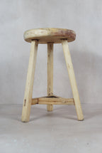 Vintage Rustic Round Stool - Elm wood - 48.1