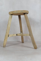 Vintage Rustic Round Stool - Elm wood - 48.2