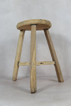 Vintage Rustic Round Stool - Elm wood - 48.2