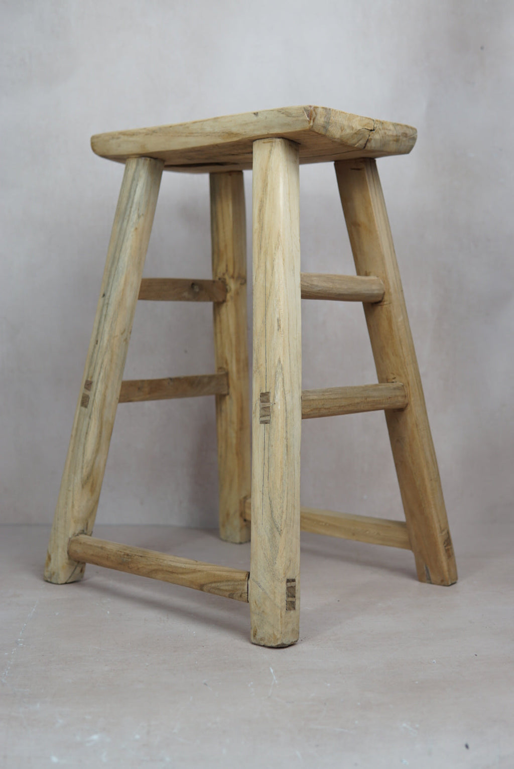 Vintage Rustic Stool - Elm wood - 18.1