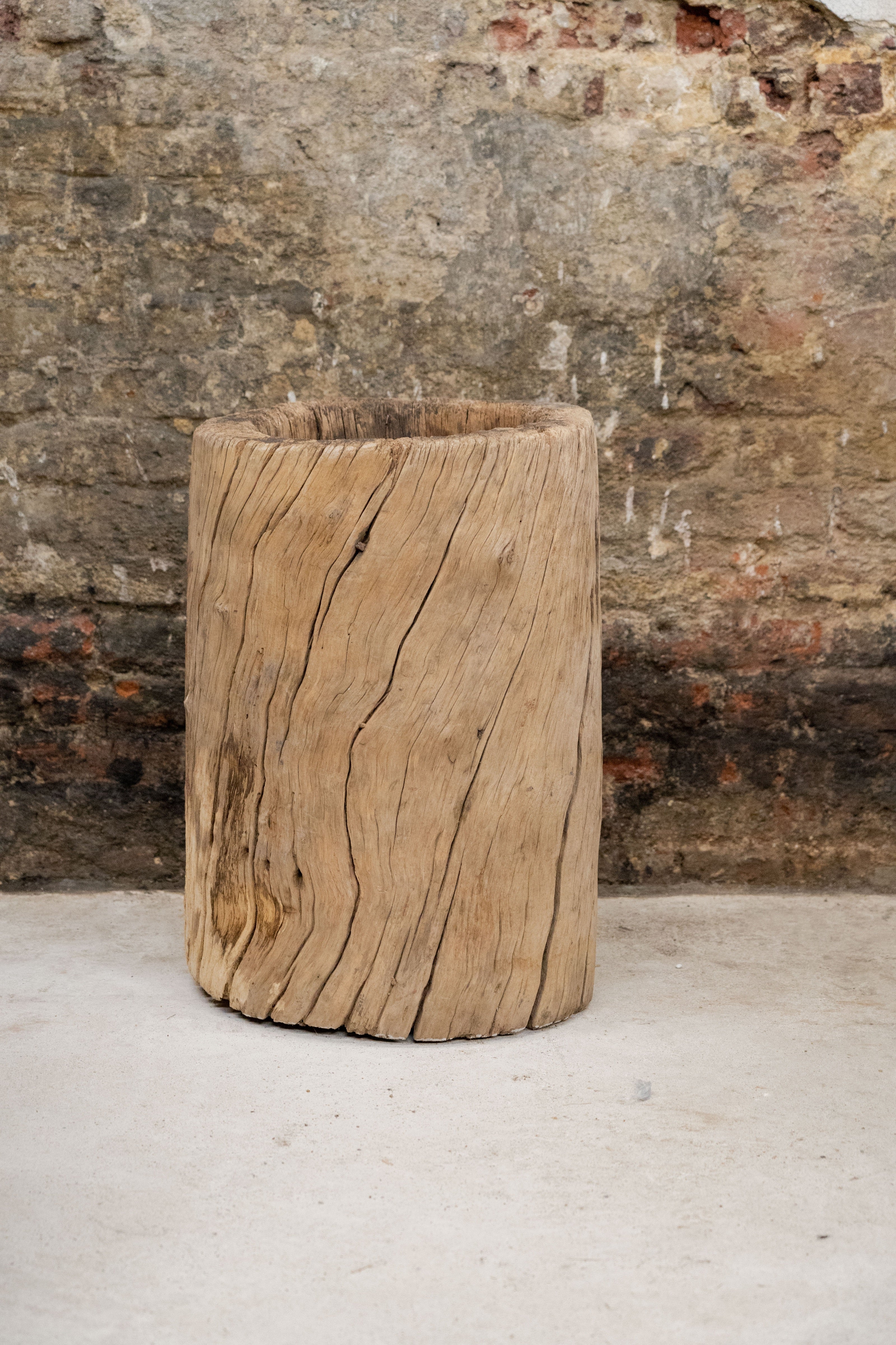 Vintage Elm Asian Wooden Mortar XL