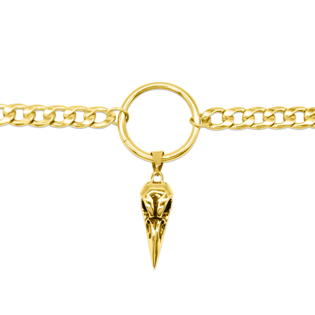 Gold Raven Bird Skull Choker