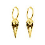 Gold Raven Bird Skull Earrings