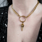 Gold Raven Bird Skull Choker
