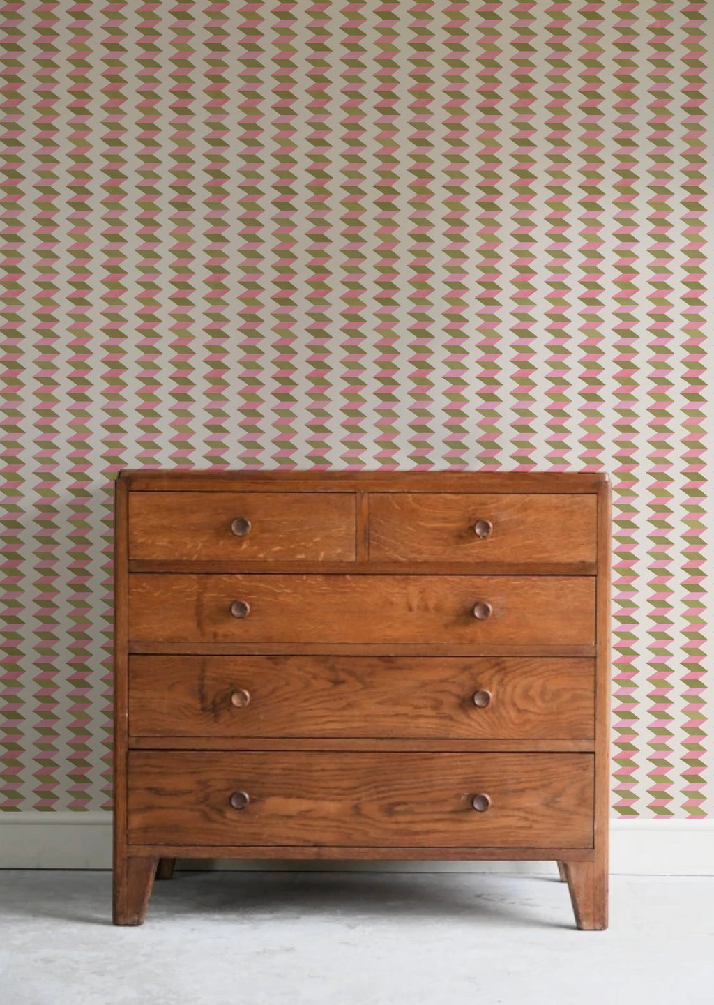 Escher Stripe - Jardin Rose - Wallpaper