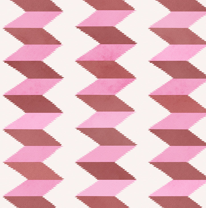Escher Stripe - Empress Rose - Wallpaper