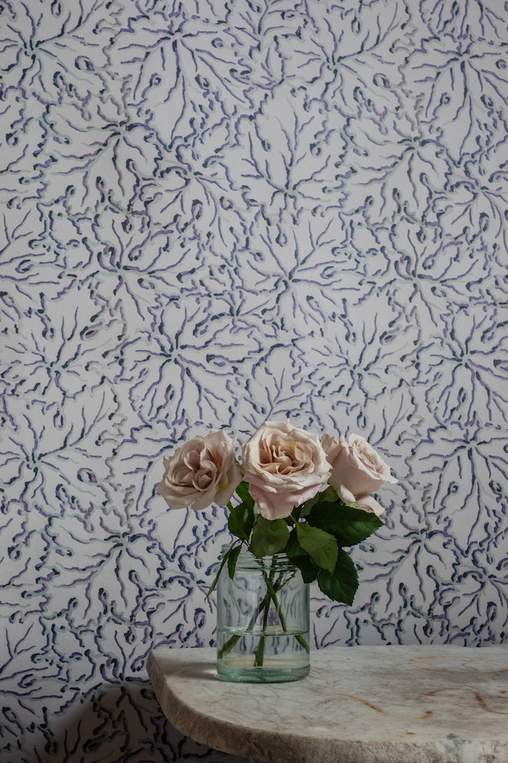 Ethereal Leaves - in Misty - Wallpaper