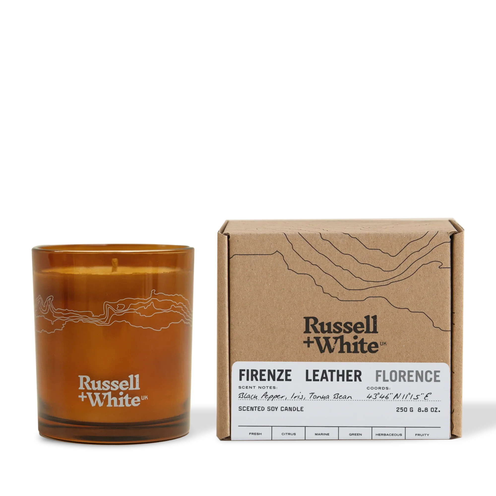 Firenze Leather 250g Scented Soy Candle