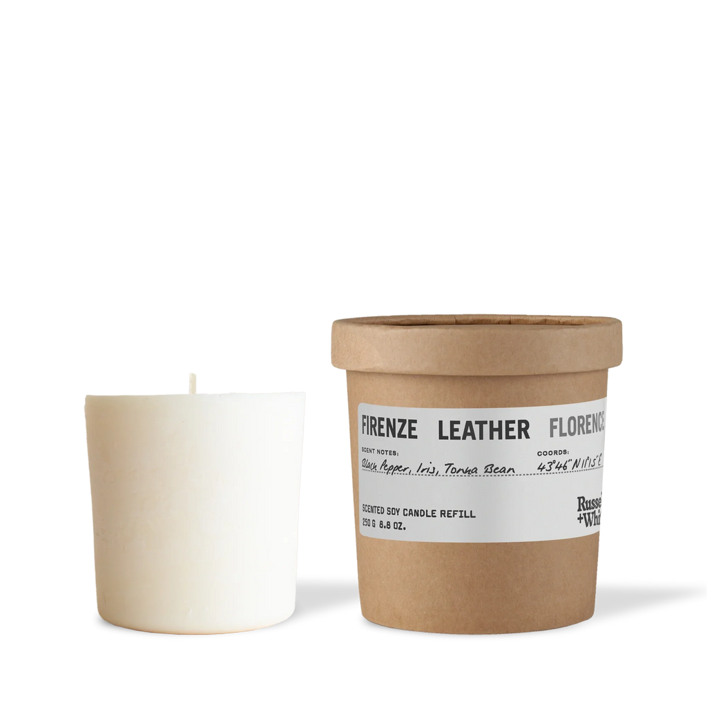 Firenze Leather 250g Scented Soy Candle Refill