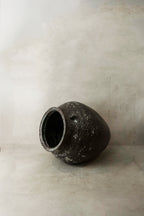 Large Vintage Brown Glazed Ceramic Pot - AS1