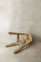 Vintage Rustic Elm Wood Stool - Round - No 25