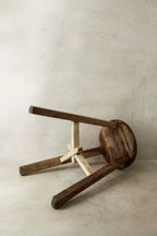 Vintage Rustic Elm Wood Stool - Round - No 28