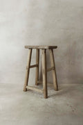 Vintage Rustic Elm Wood Stool - Medium - No 36