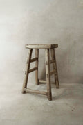 Vintage Rustic Elm Wood Stool - Medium - No 33