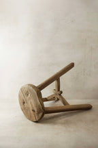 Vintage Rustic Elm Wood Stool - Round - No 21